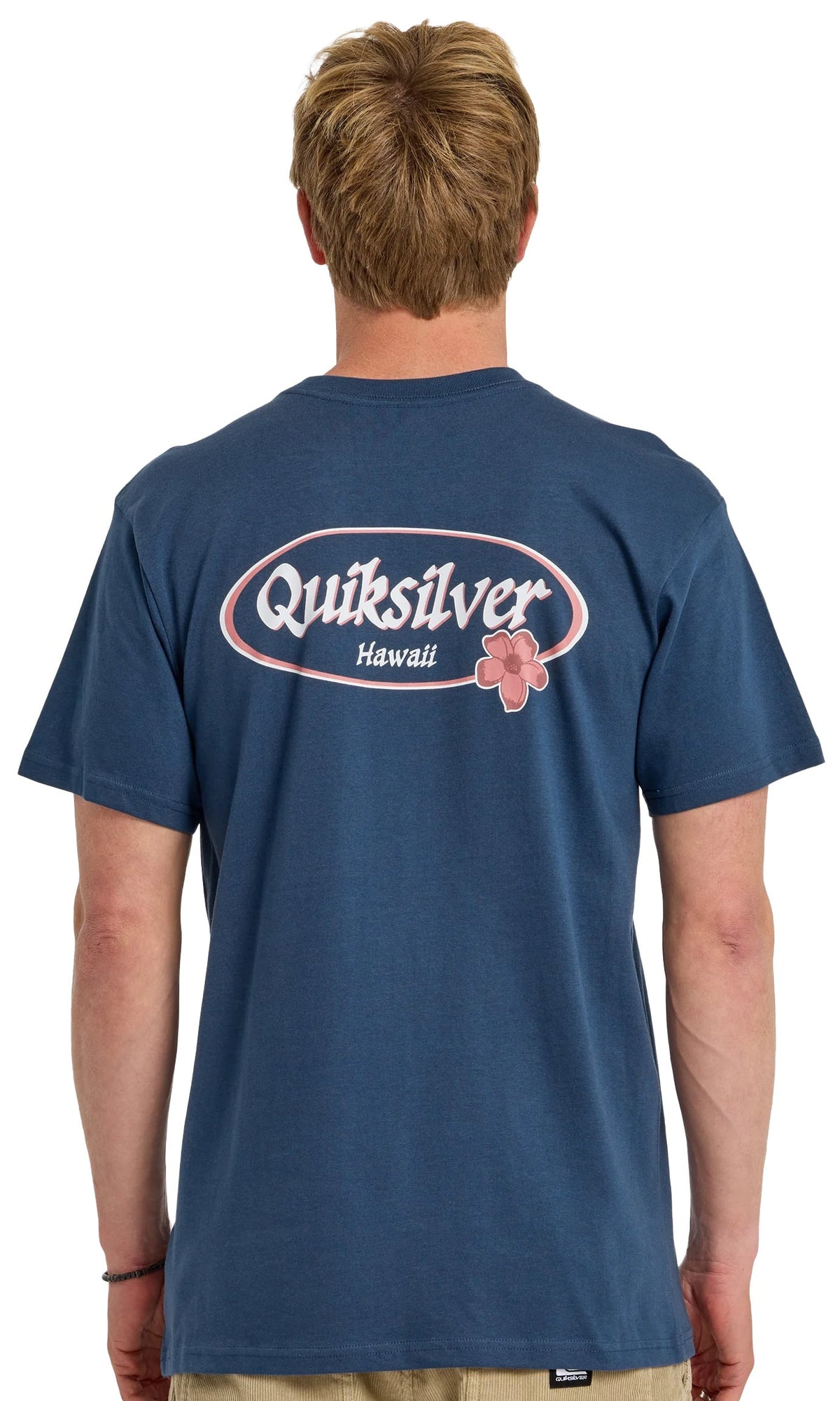Quiksilver HI Floral Script Men's Short Sleeve T-Shirt - Dark Denim – back view