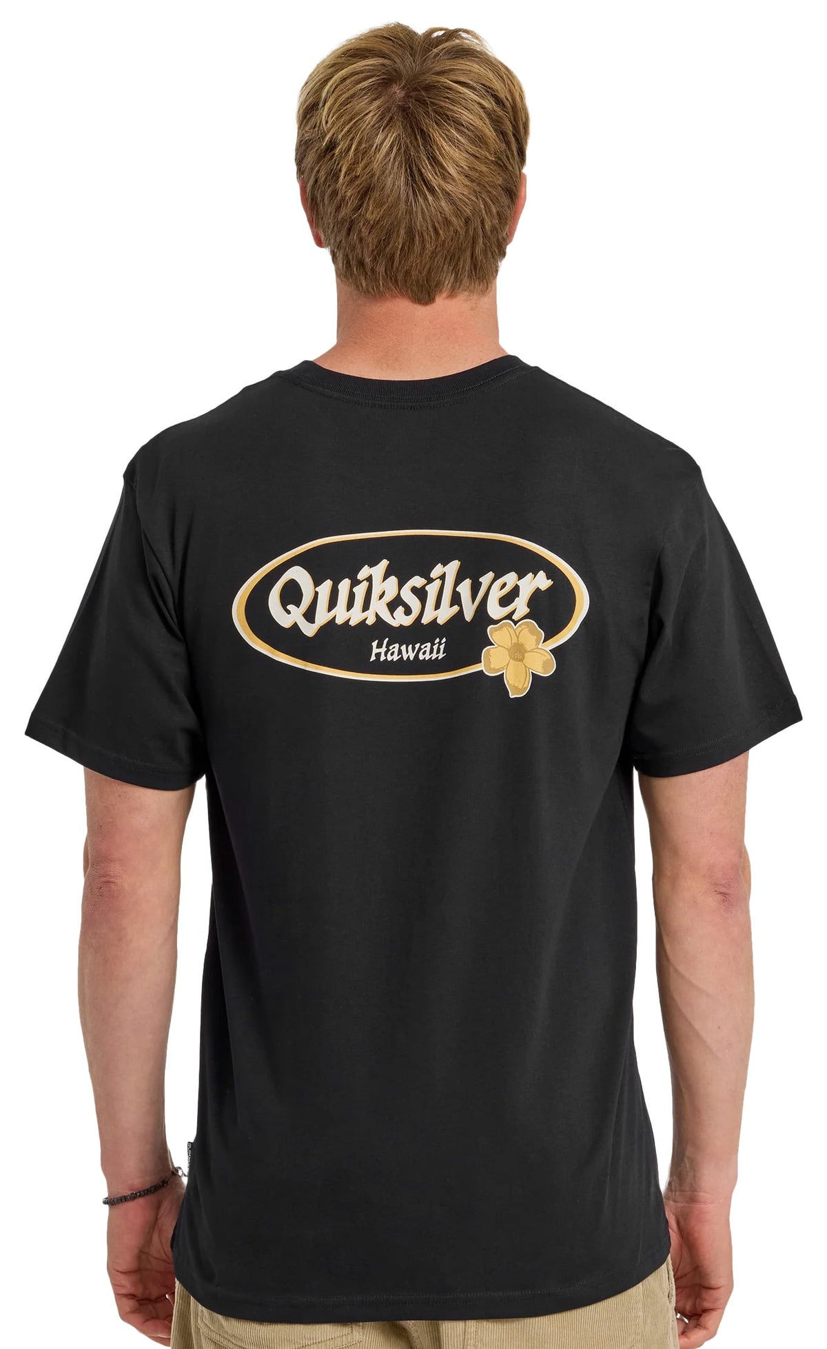 Quiksilver HI Floral Script Men's Short Sleeve T-Shirt - Black – back view