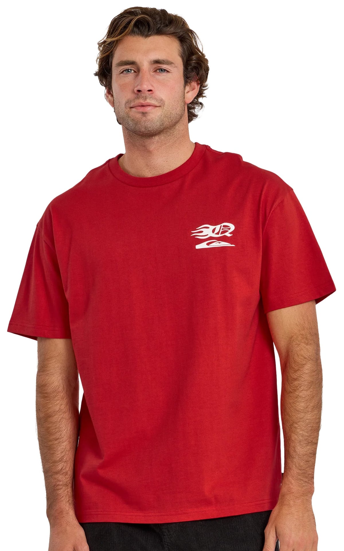 Quiksilver Stacked Mercury Oversized Heavyweight Men's Short Sleeve T-Shirt - Salsa