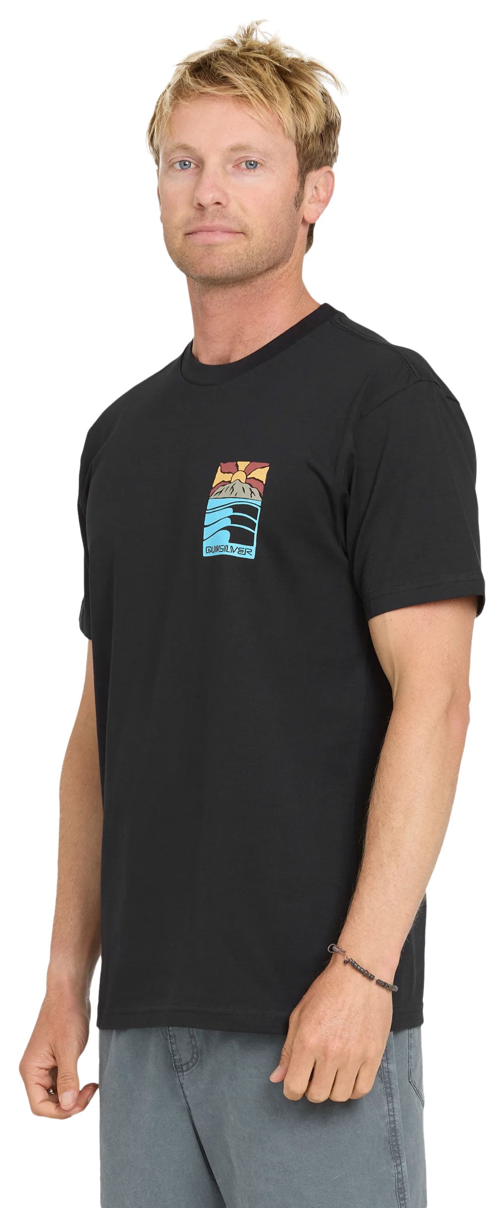 Quiksilver Men's Going Right Classic Short Sleeve Cotton T-Shirt - Black – alternate view 1