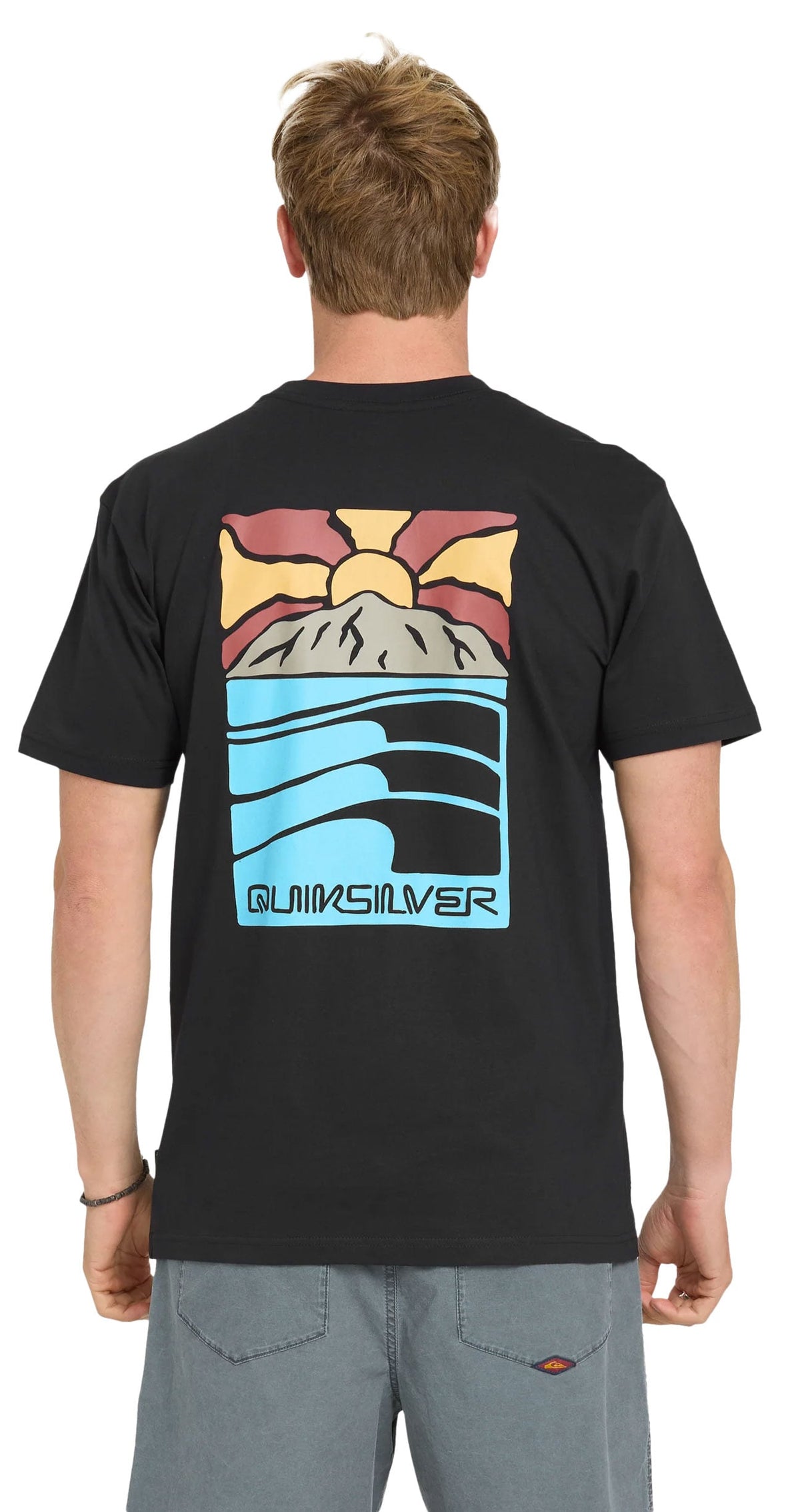 Quiksilver Men's Going Right Classic Short Sleeve Cotton T-Shirt - Black – alternate view 2