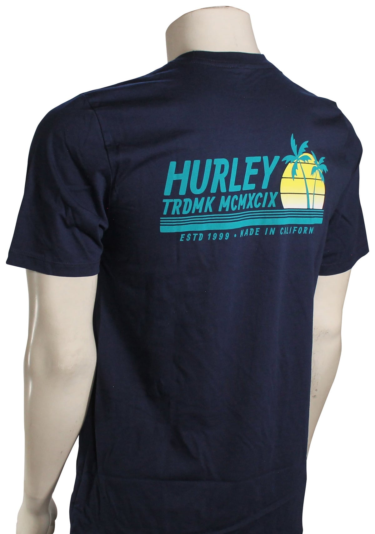 Hurley Everyday Sun Stripes T-Shirt - Midnight Aqua – back view
