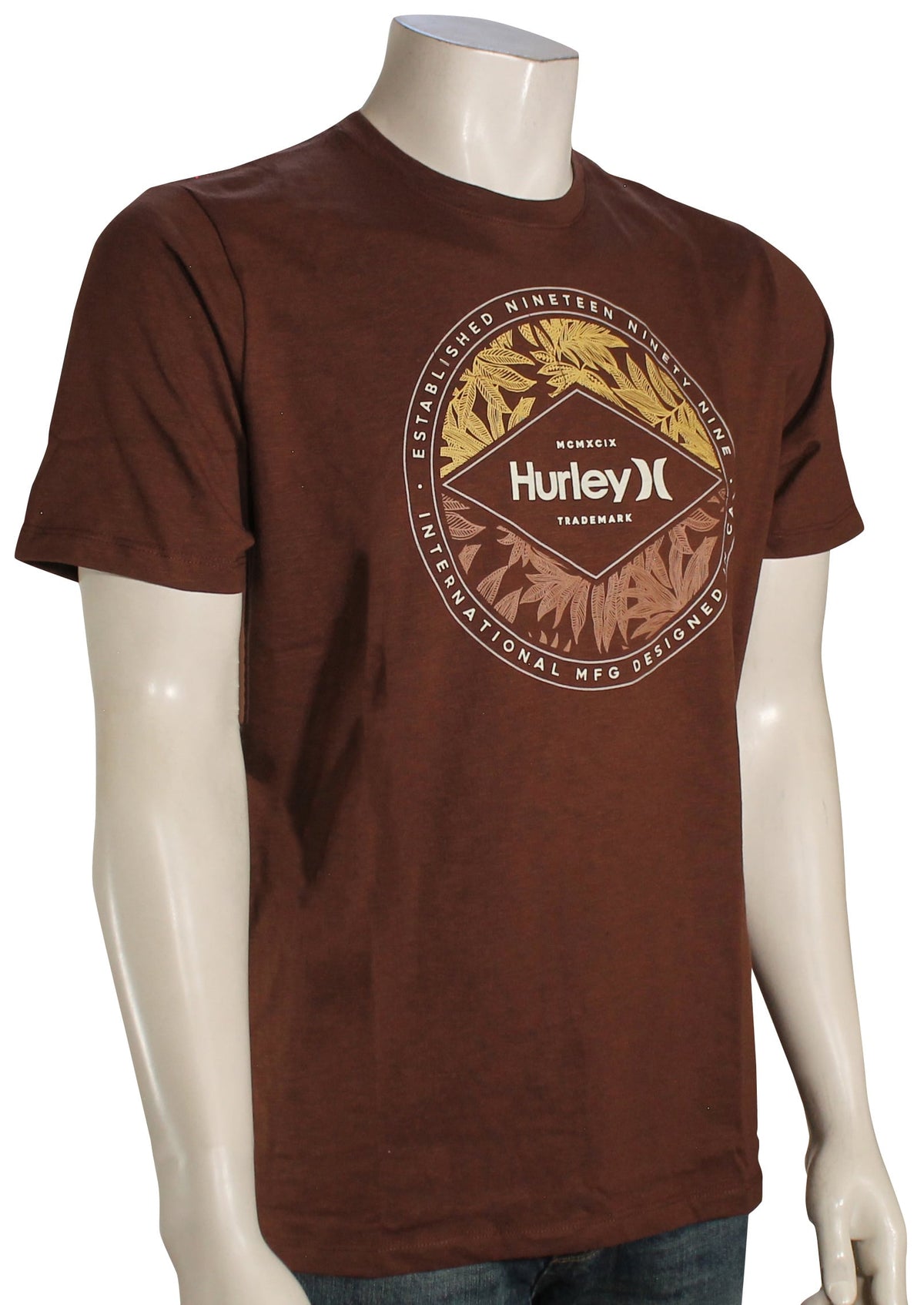 Hurley Everyday H20-Dri Leafy Split Slub T-Shirt - Hickory Brown