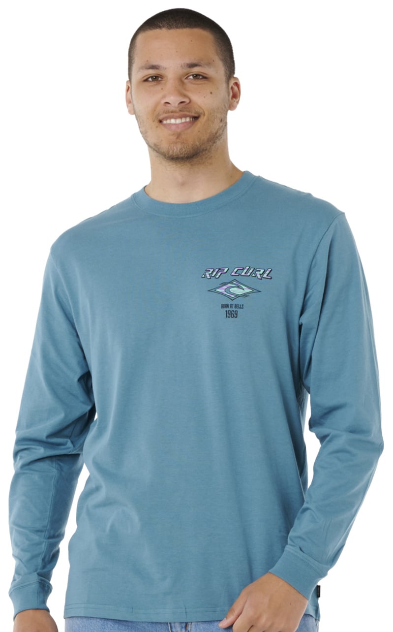 Rip Curl Fade Out Icon LS T-Shirt - Storm Blue