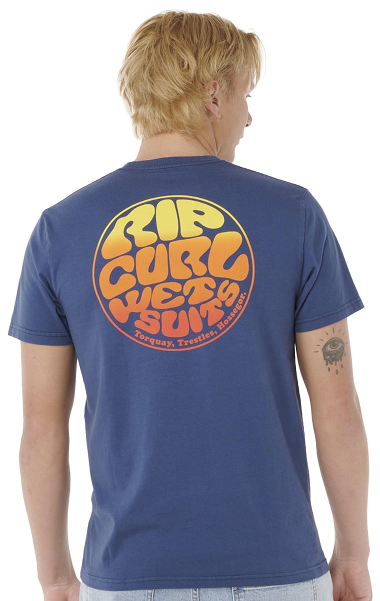 Rip Curl Wettie Passage Icon T-Shirt - Light Navy – back view