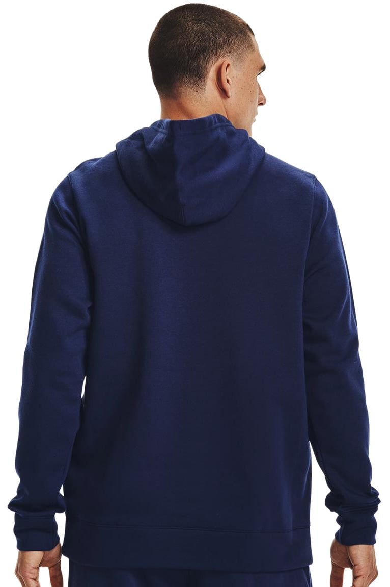 Under Armour Hustle Fleece Pullover Hoody - Midnight Navy / White – back view
