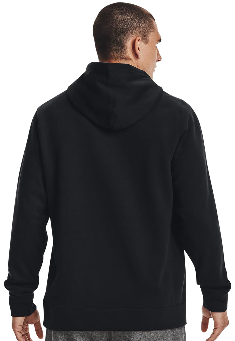 Under Armour Hustle Fleece Pullover Hoody - Black / White – back view