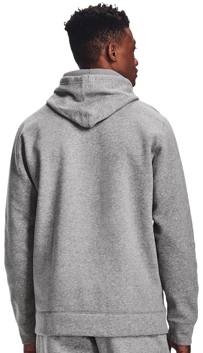 Under Armour Hustle Fleece Pullover Hoody - Heather Grey / Black – back view