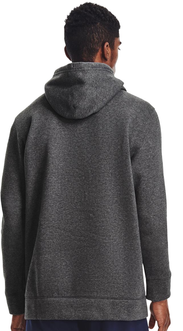 Under Armour Hustle Fleece Pullover Hoody - Carbon Heather / White – back view