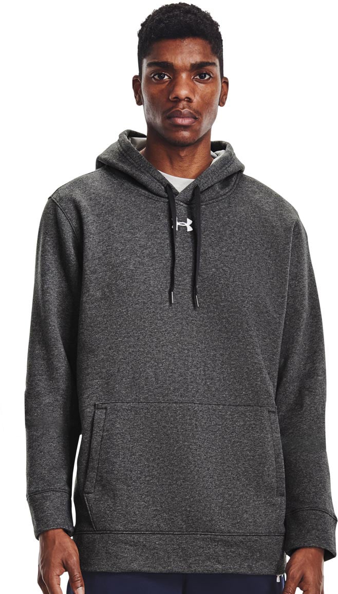 Under Armour Hustle Fleece Pullover Hoody - Carbon Heather / White