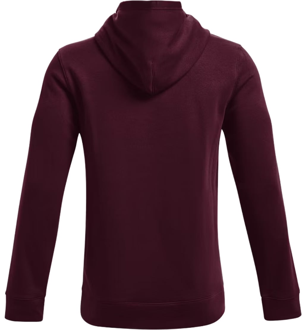 Under Armour Hustle Fleece Pullover Hoody - Maroon / White – back view