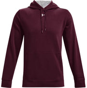 Under Armour Hustle Fleece Pullover Hoody - Maroon / White