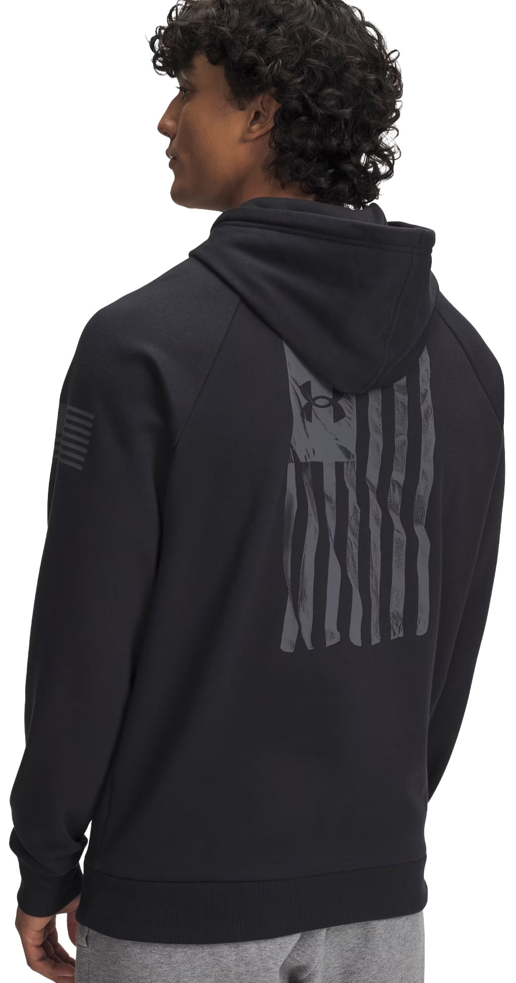 Under Armour Freedom Flag Men’s Pullover Hoodie - Loose Fit, Black / Castlerock – back view