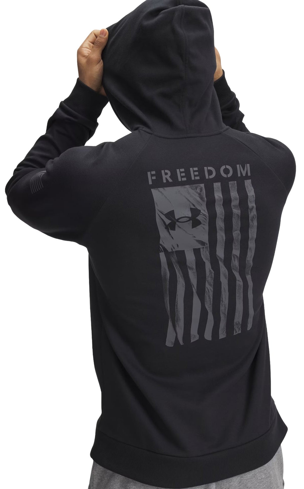 Under Armour Freedom Flag Men’s Pullover Hoodie - Loose Fit, Black / Castlerock – alternate view 1