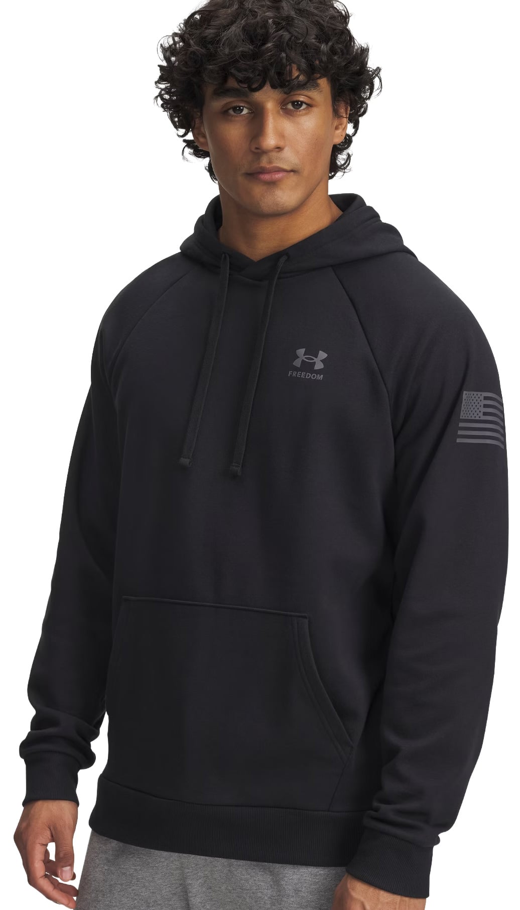 Under Armour Freedom Flag Men’s Pullover Hoodie - Loose Fit, Black / Castlerock