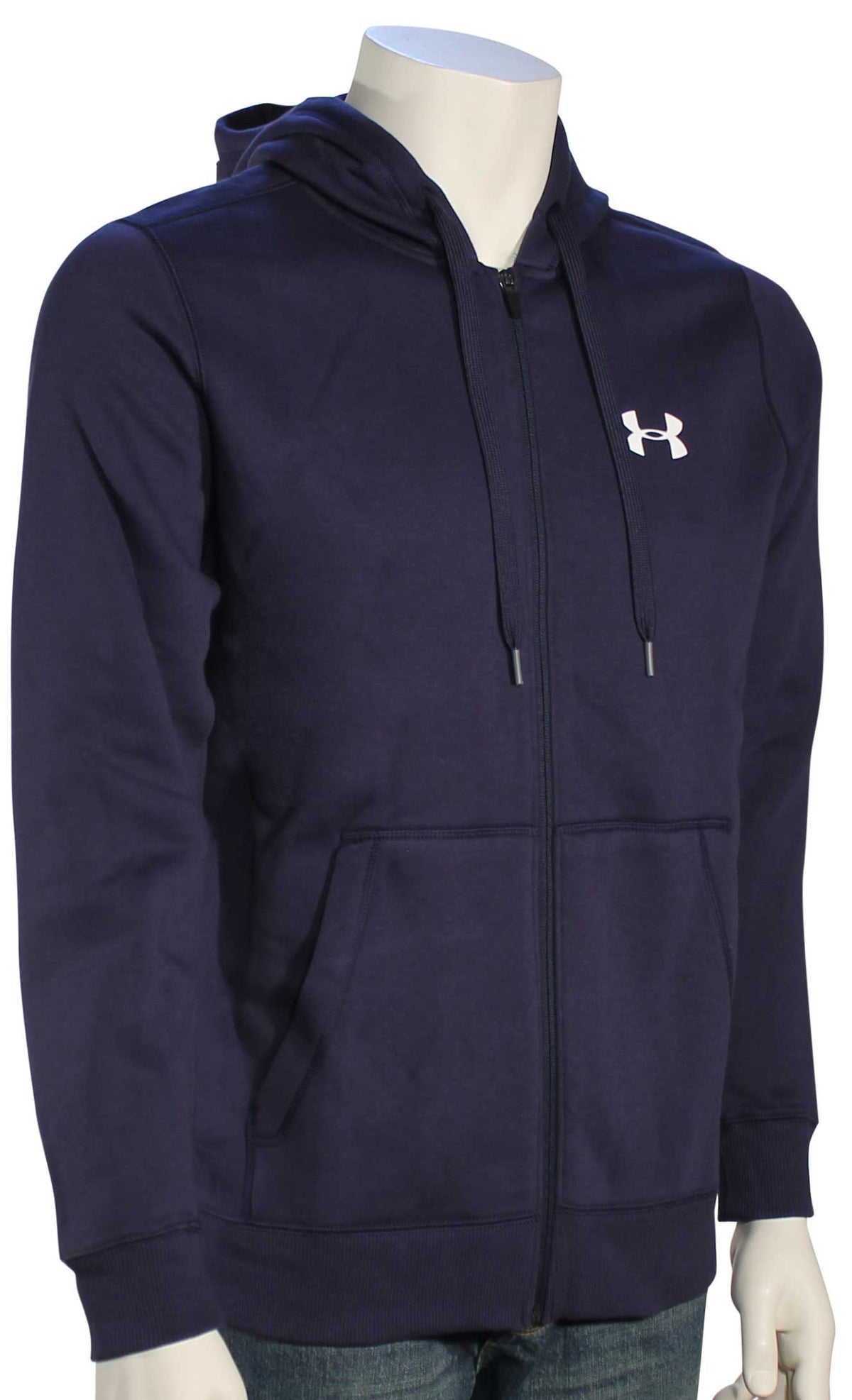 Under Armour Rival Fitted Zip Hoody - Midnight Navy / White
