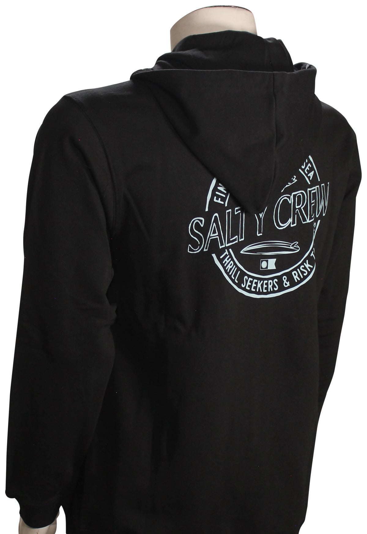 Salty Crew Skewed Fleece Zip Hoody - Black – back view