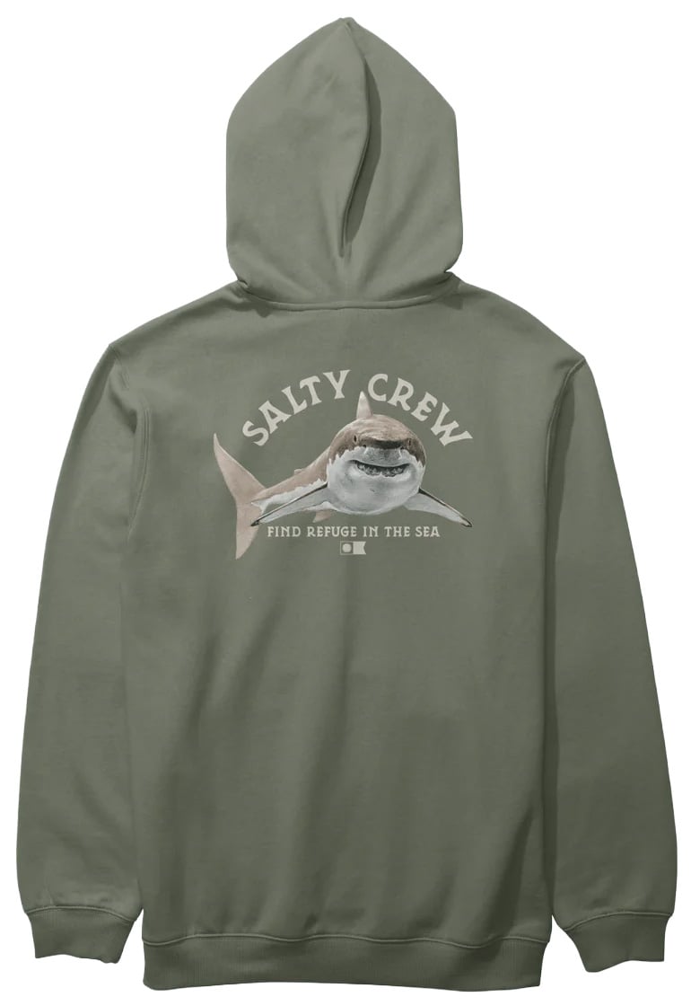 Salty Crew Lurking Fleece Pullover Hoody - Dusty Olive – back view