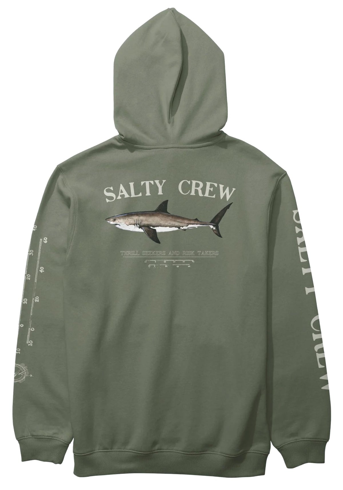 Salty Crew Bruce Fleece Pullover Hoody - Dusty Olive – back view