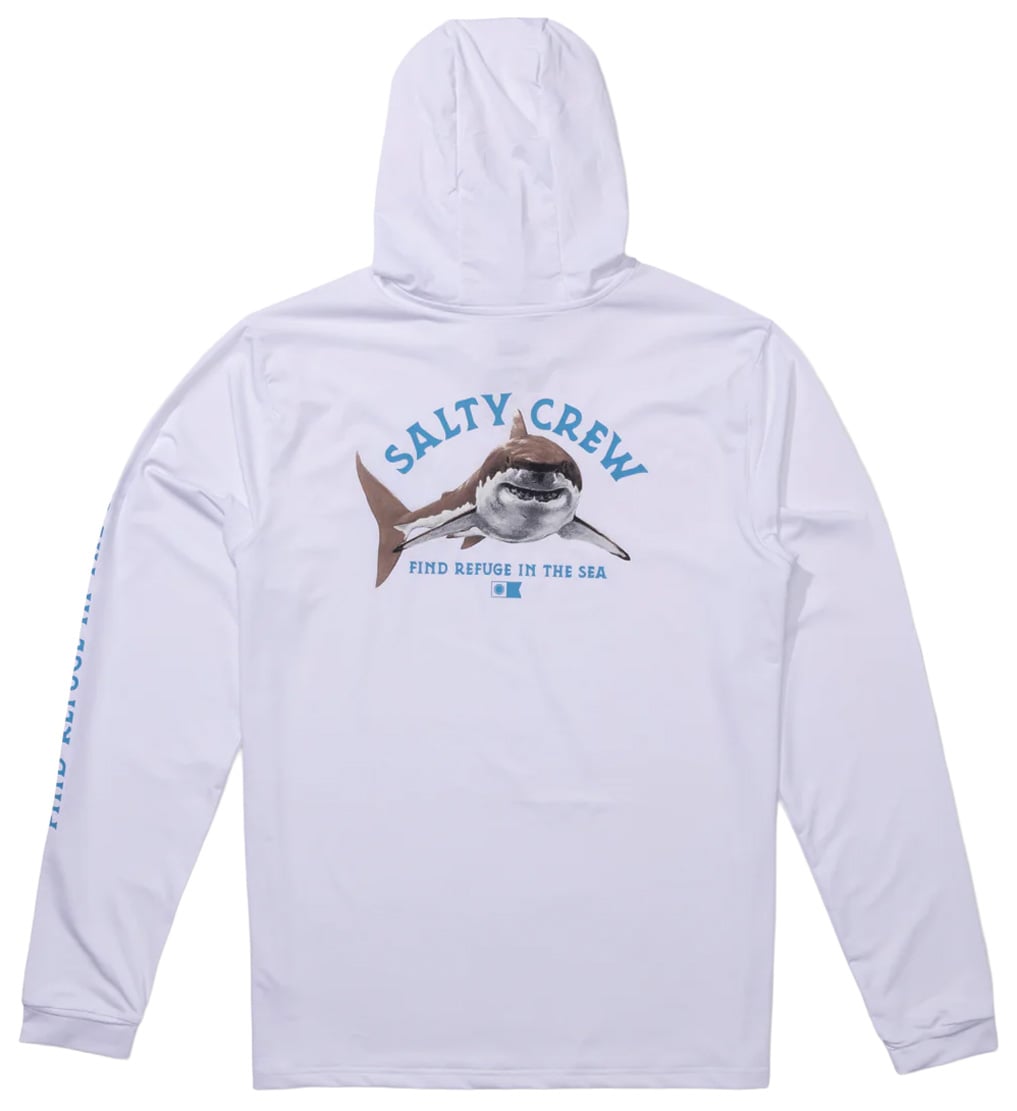 Salty Crew Lurking Hooded Sun Shirt - White – back view