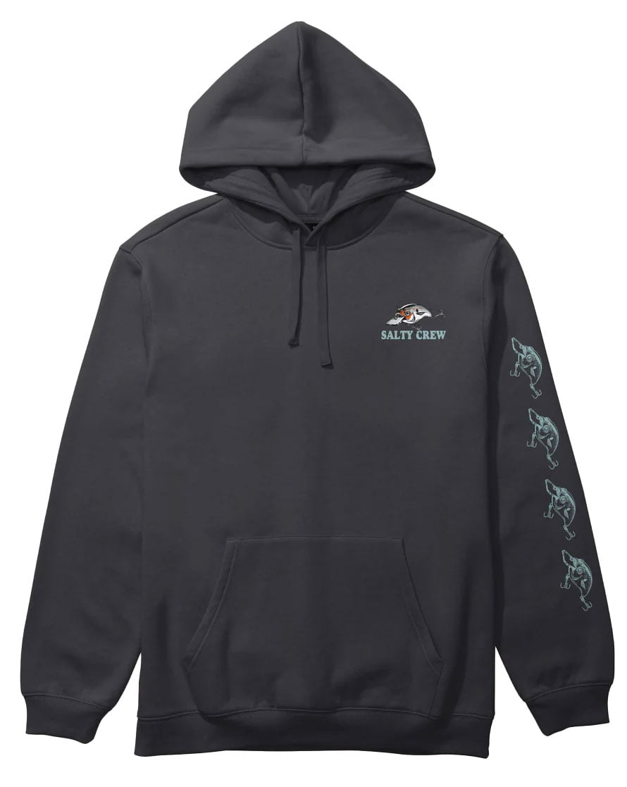 Salty Crew Men’s Cast Life Fleece Hoodie - Premium Midweight Pullover Sweatshirt, Black