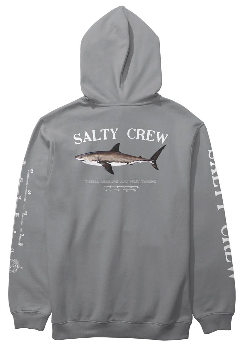 Salty Crew Bruce Fleece Hoodie - Premium Midweight Pullover Sweatshirt, Shark Skin – back view
