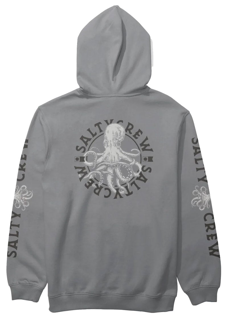 Salty Crew Tentacles Fleece Hoodie - Premium Midweight Pullover Sweatshirt, Shark Skin – back view