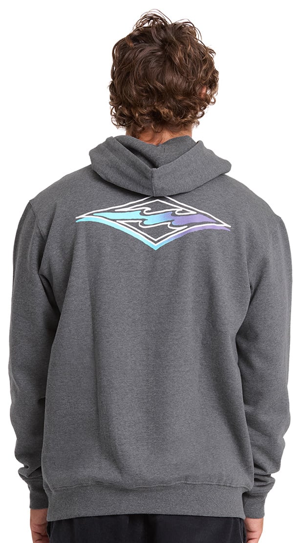 Billabong Crayon Wave Men's Pullover Hoody - Dark Grey Heather – back view