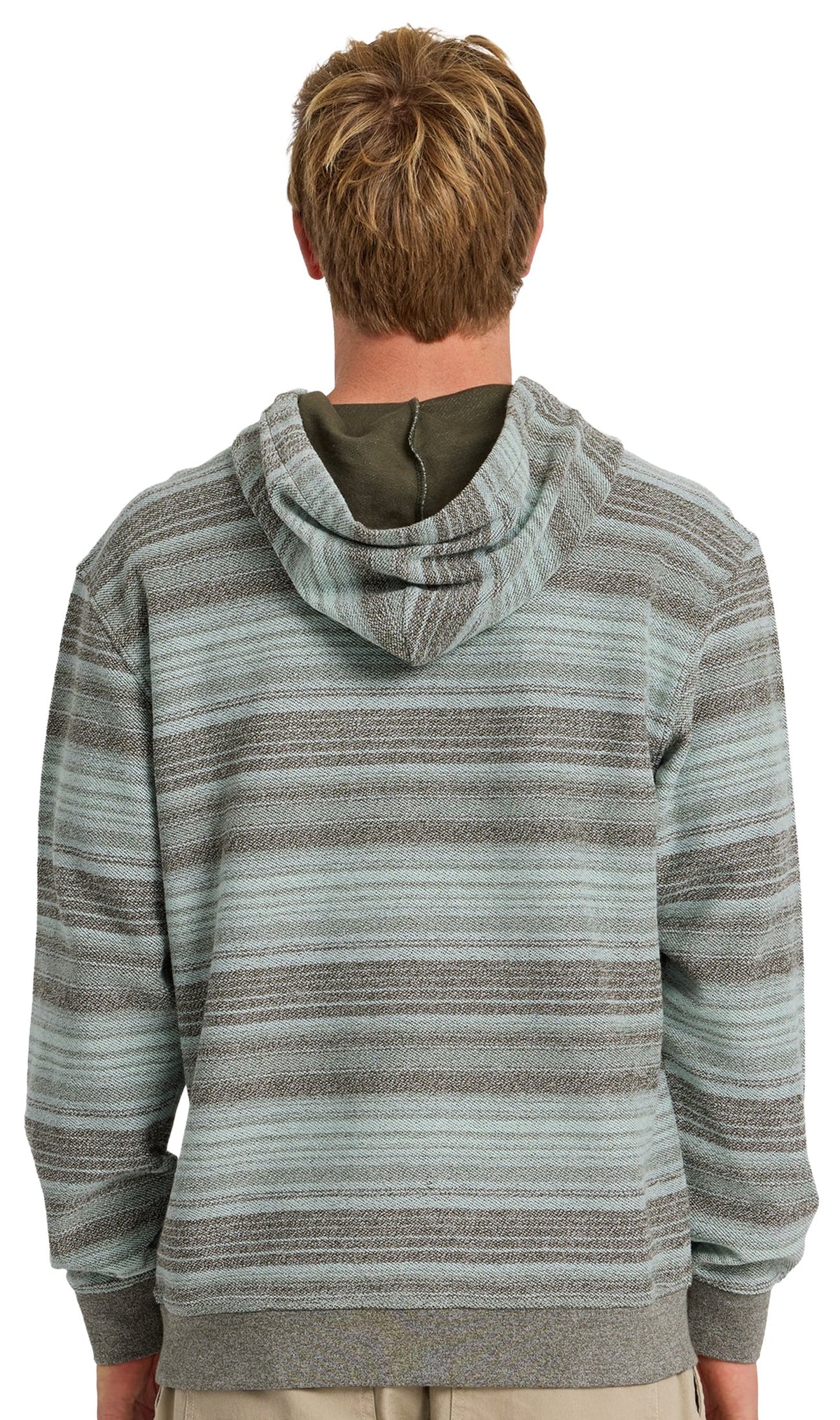 Quiksilver Great Otway Yarn-Dyed Stripe Men's Pullover Hoodie - Grape Leaf – back view