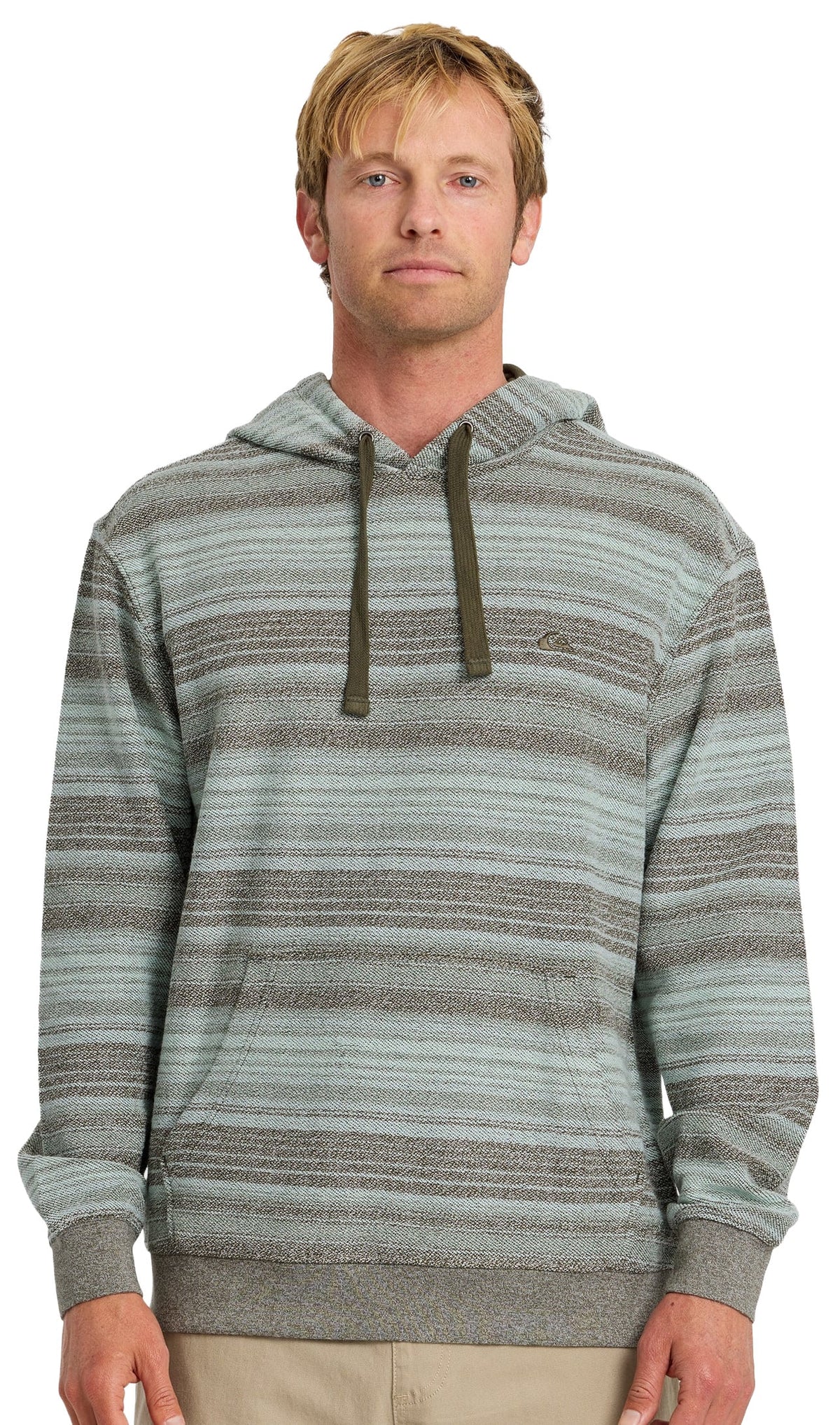 Quiksilver Great Otway Yarn-Dyed Stripe Men's Pullover Hoodie - Grape Leaf