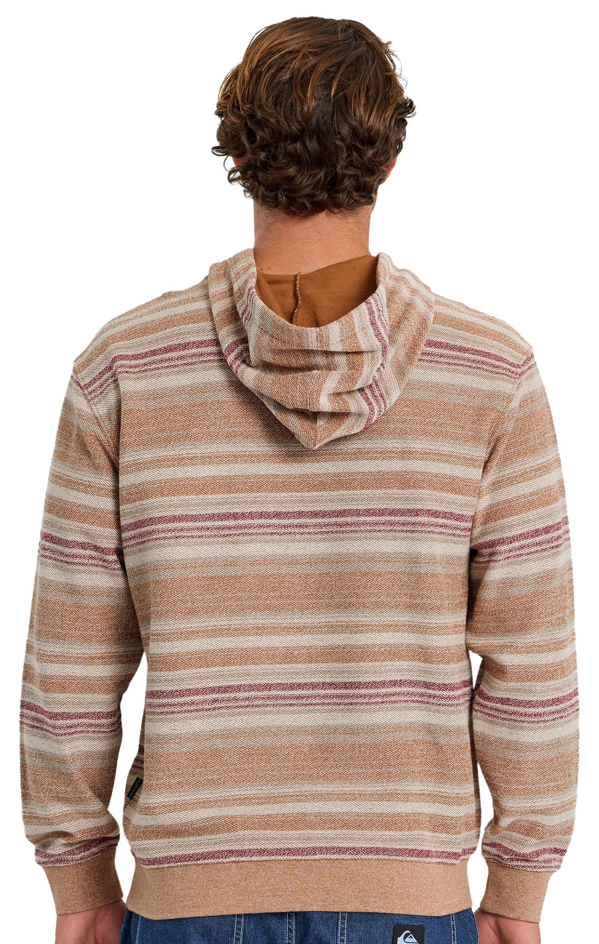 Quiksilver Great Otway Yarn-Dyed Stripe Men's Pullover Hoodie - Bone White – back view