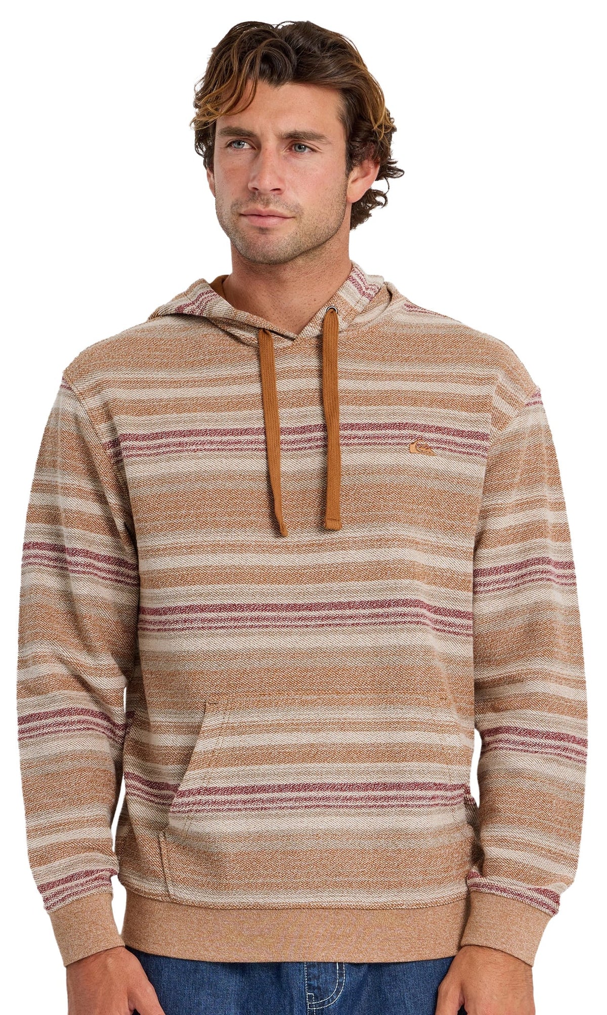 Quiksilver Great Otway Yarn-Dyed Stripe Men's Pullover Hoodie - Bone White