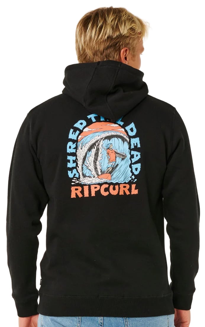 Rip Curl Shred Zip Thru Fleece Hoody - Black – back view