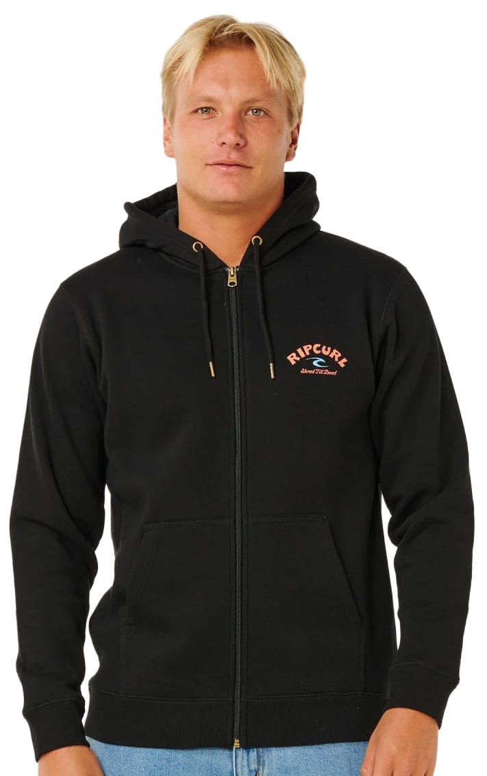 Rip Curl Shred Zip Thru Fleece Hoody - Black