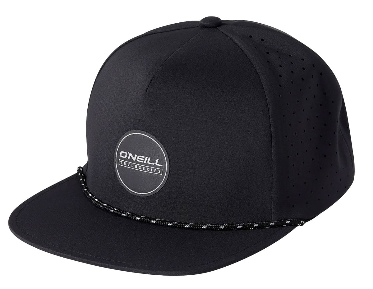 O'Neill Men’s TRVLR Snapback Hat - Mid Profile 6 Panel Performance Cap, Black