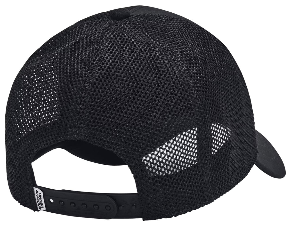 Under Armour Essential Mid Snapback Hat - Black / White – back view