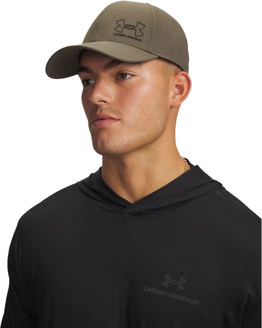 Under Armour ArmourVent Low Men’s Stretch Fit Hat - Breathable Performance, Marine OD Green/Black – alternate view 1