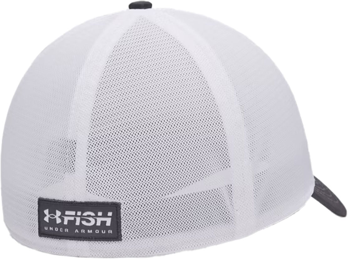 Under Armour Fish Low Men’s Stretch Fit Hat - Structured Performance Cap, Castlerock / White – back view