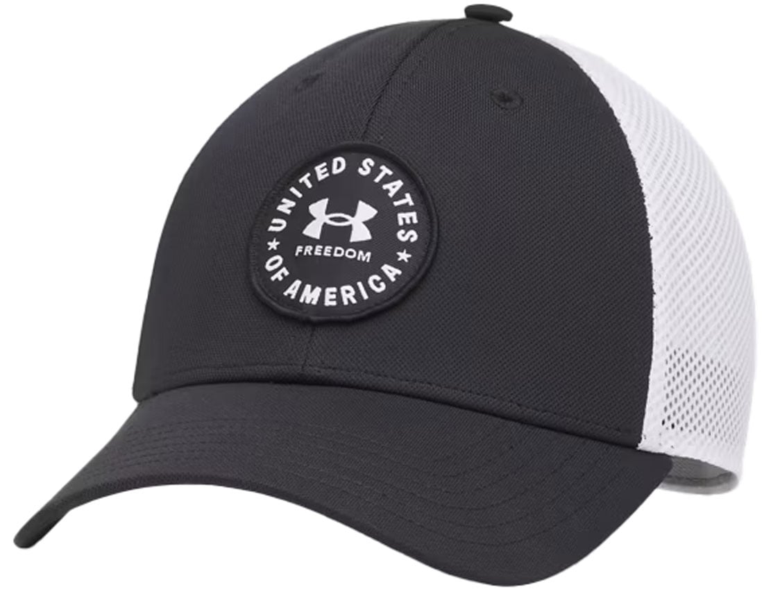 Under Armour Freedom Mid Men’s Trucker Hat - Mesh Back, Black/White