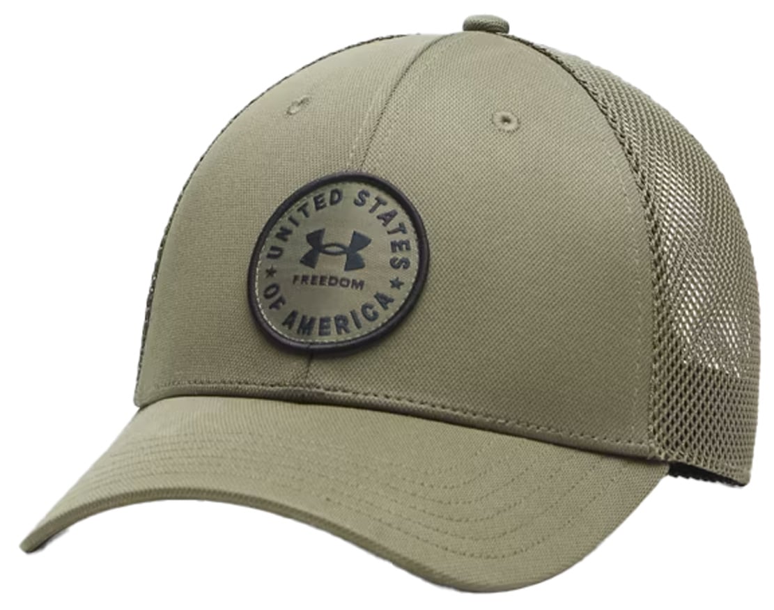 Under Armour Freedom Mid Men’s Trucker Hat - Mesh Back, Marine Green / Black