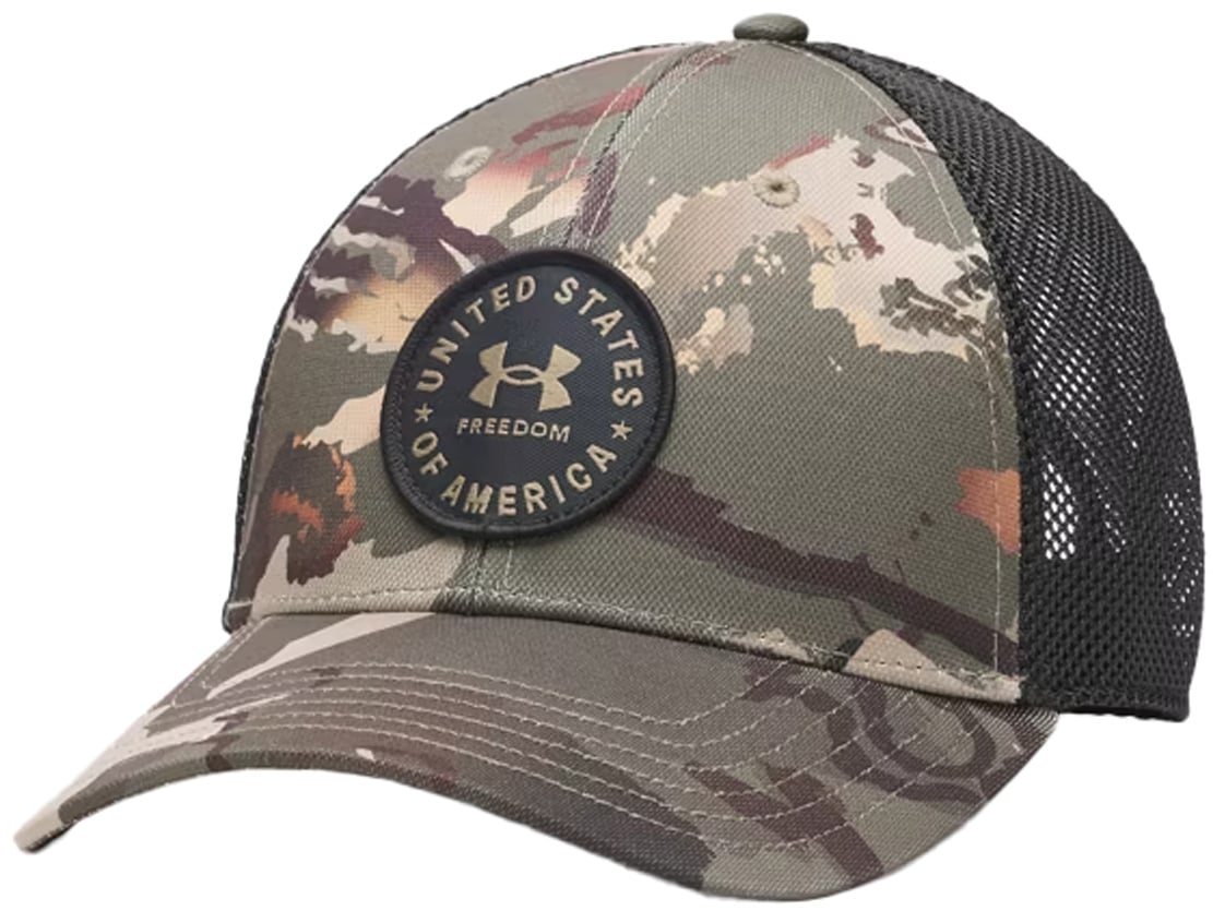 Under Armour Freedom Mid Men’s Trucker Hat - Mesh Back, Barren Camo / Black
