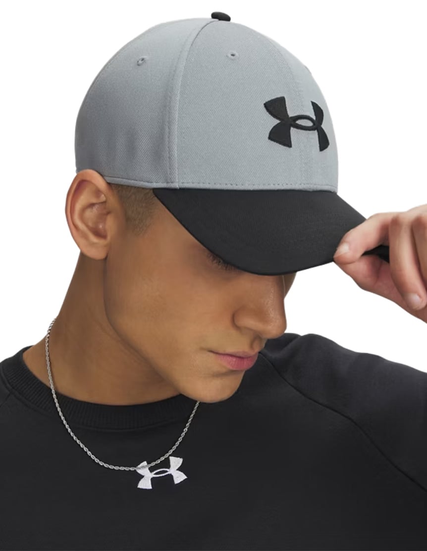 Under Armour Blitzing Low Men’s Hat - Stretch Fit, Steel / Black / Black – alternate view 1