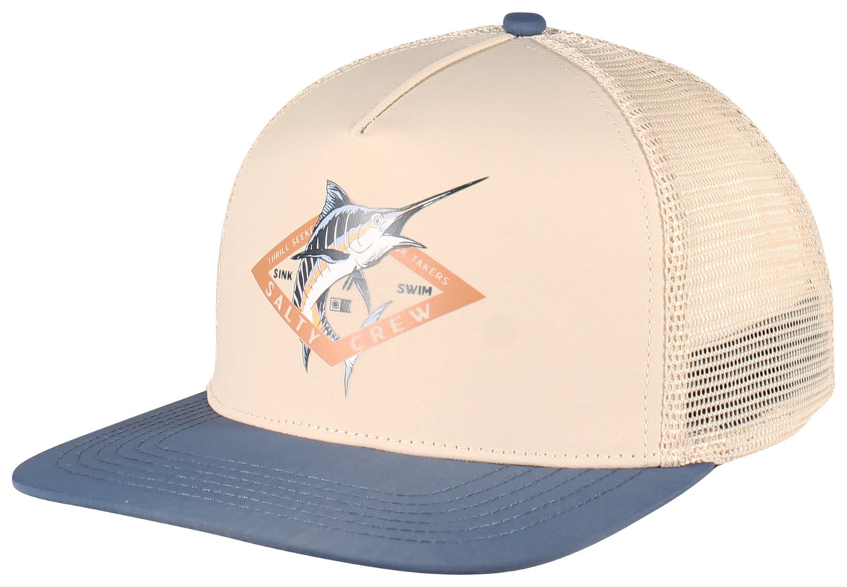 Salty Crew Diamond Marlin Trucker Hat - Oyster / Slate