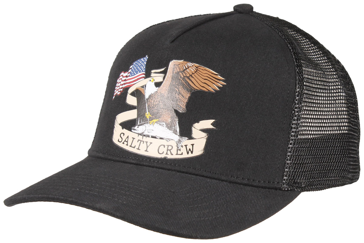 Salty Crew America Eagle Trucker Hat - Black