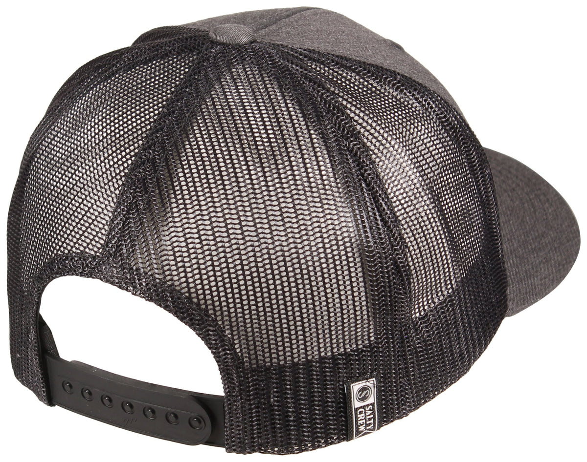 Salty Crew Reel Fly Retro Trucker Hat - Dark Heather Grey – back view