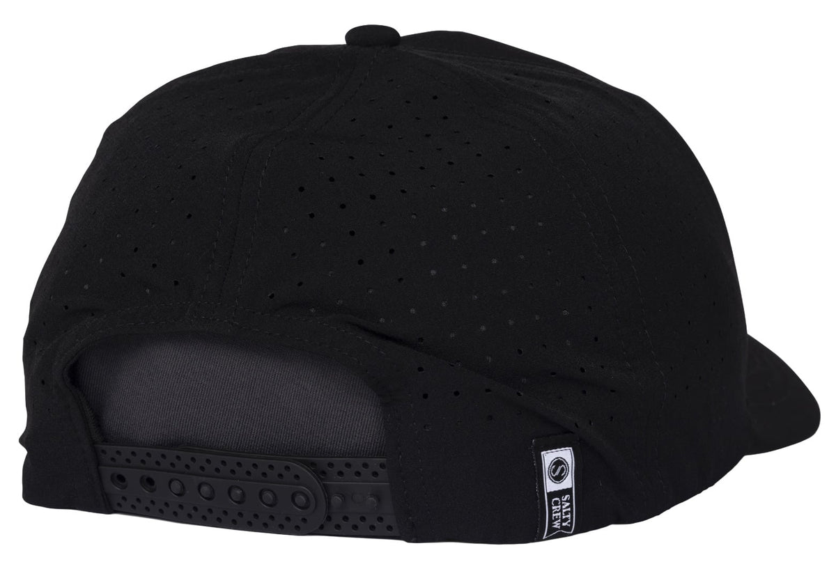 Salty Crew Lowdown Snapback Hat - Black – back view
