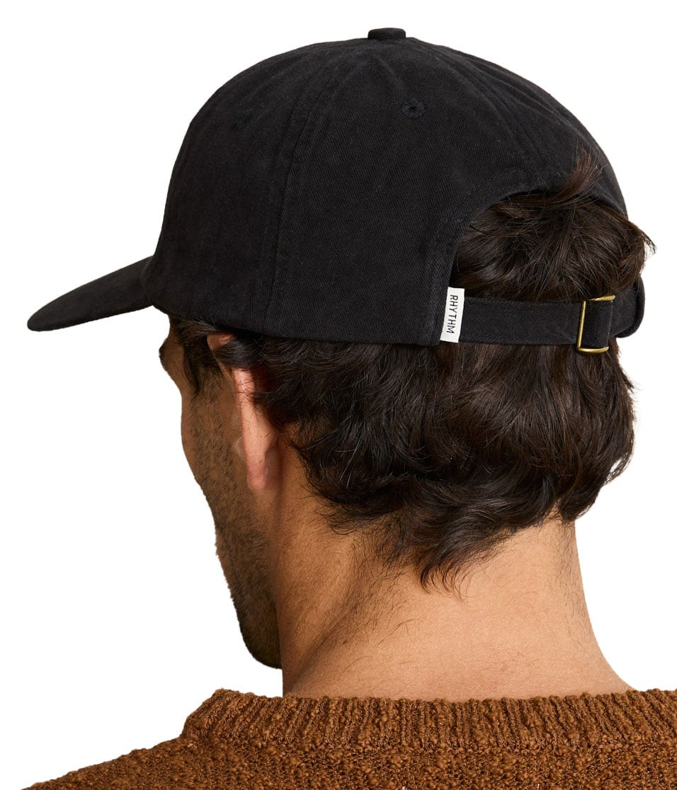 Rhythm Essential Brushed Twill Men's Strapback Hat - Black – back view