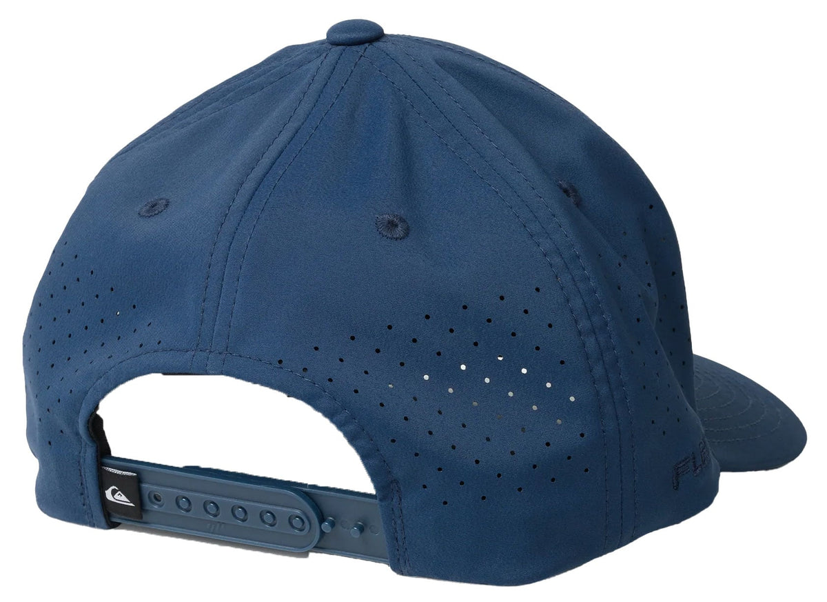 Quiksilver Men’s Beach Head Tech Snapback Hat - 6 Panel Cap with Perforated Panels, Dark Denim – back view