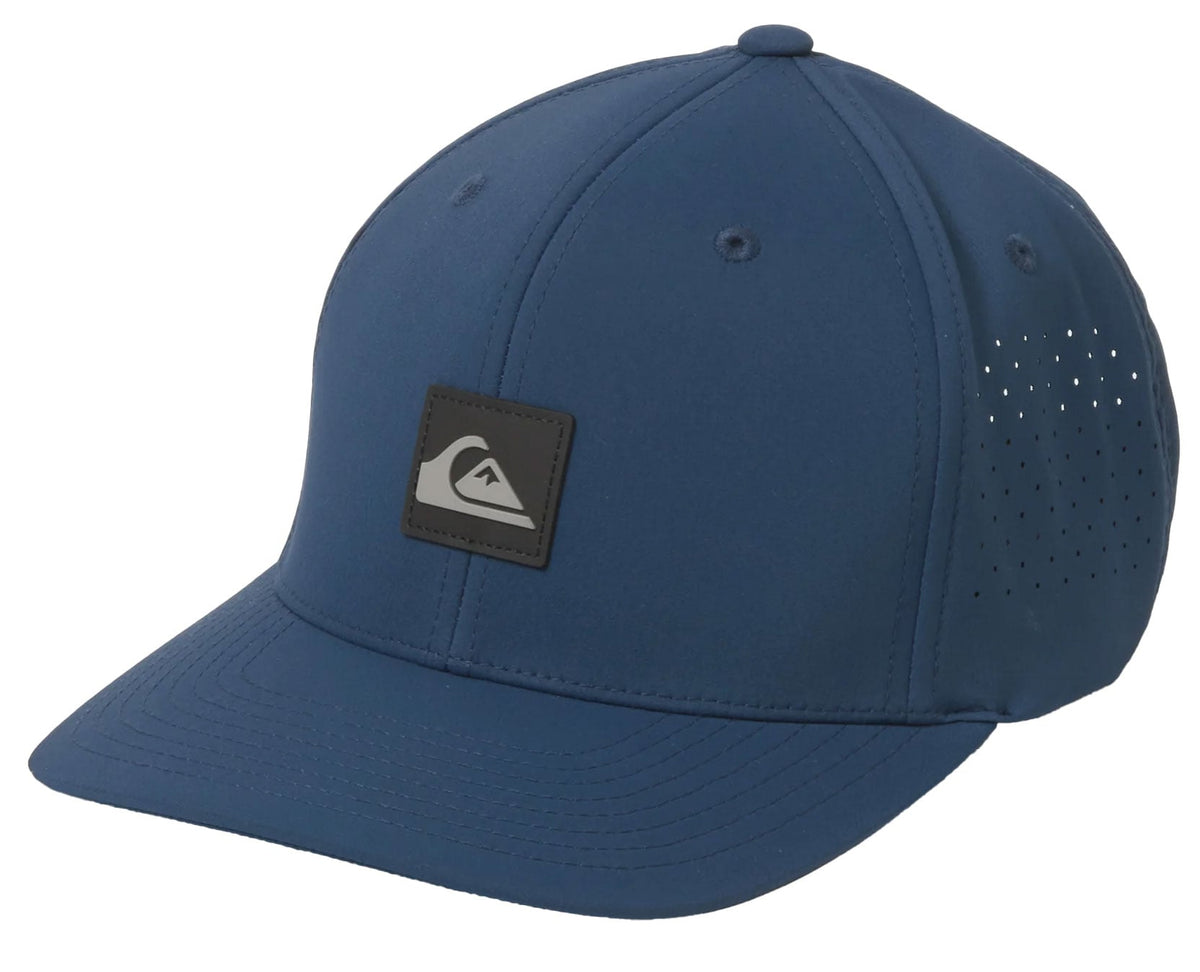 Quiksilver Men’s Beach Head Tech Snapback Hat - 6 Panel Cap with Perforated Panels, Dark Denim