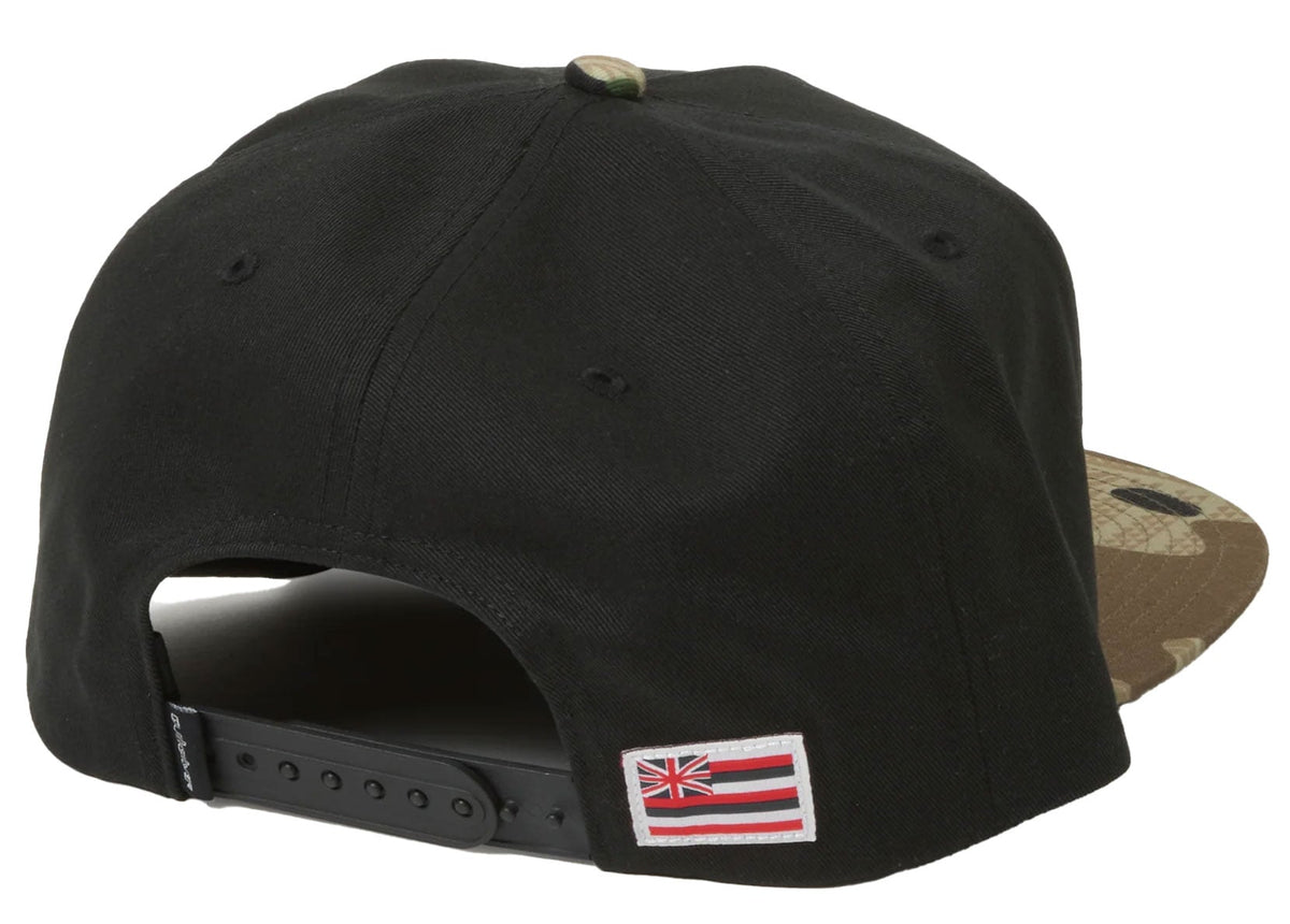 Quiksilver Men’s Hi Mana Snapback Hat - Hawaii Cotton Twill Cap, Black Camo – back view